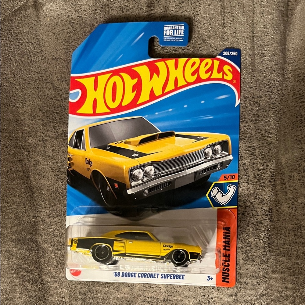 NIP Mattel Hot Wheels Yellow '69 Dodge Coronet Superbee